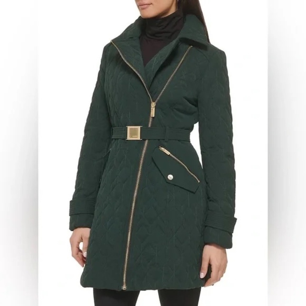 NWOT GUESS Quilted Belted Coat - Women's Size Large